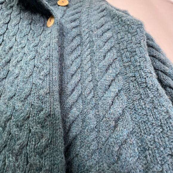 Women's Blue Cable Knit Cardigan - Picture 5 of 11